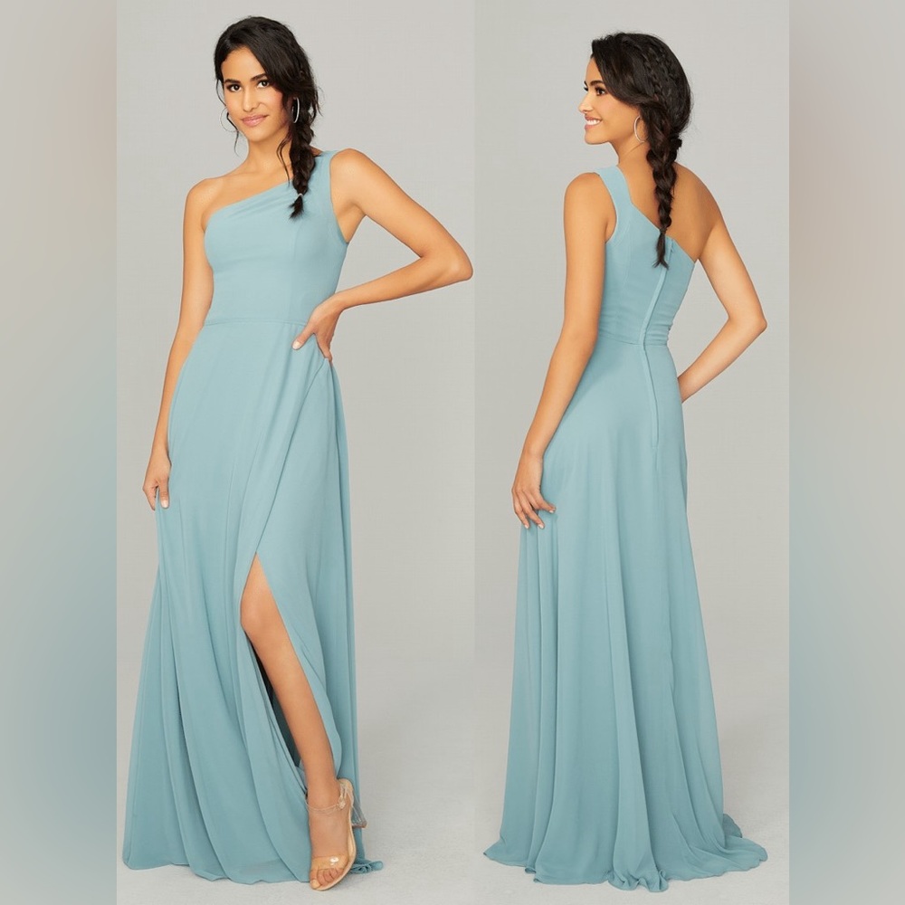 Morilee One Shoulder Chiffon Bridesmaid Dress Moss Sage Green 21758